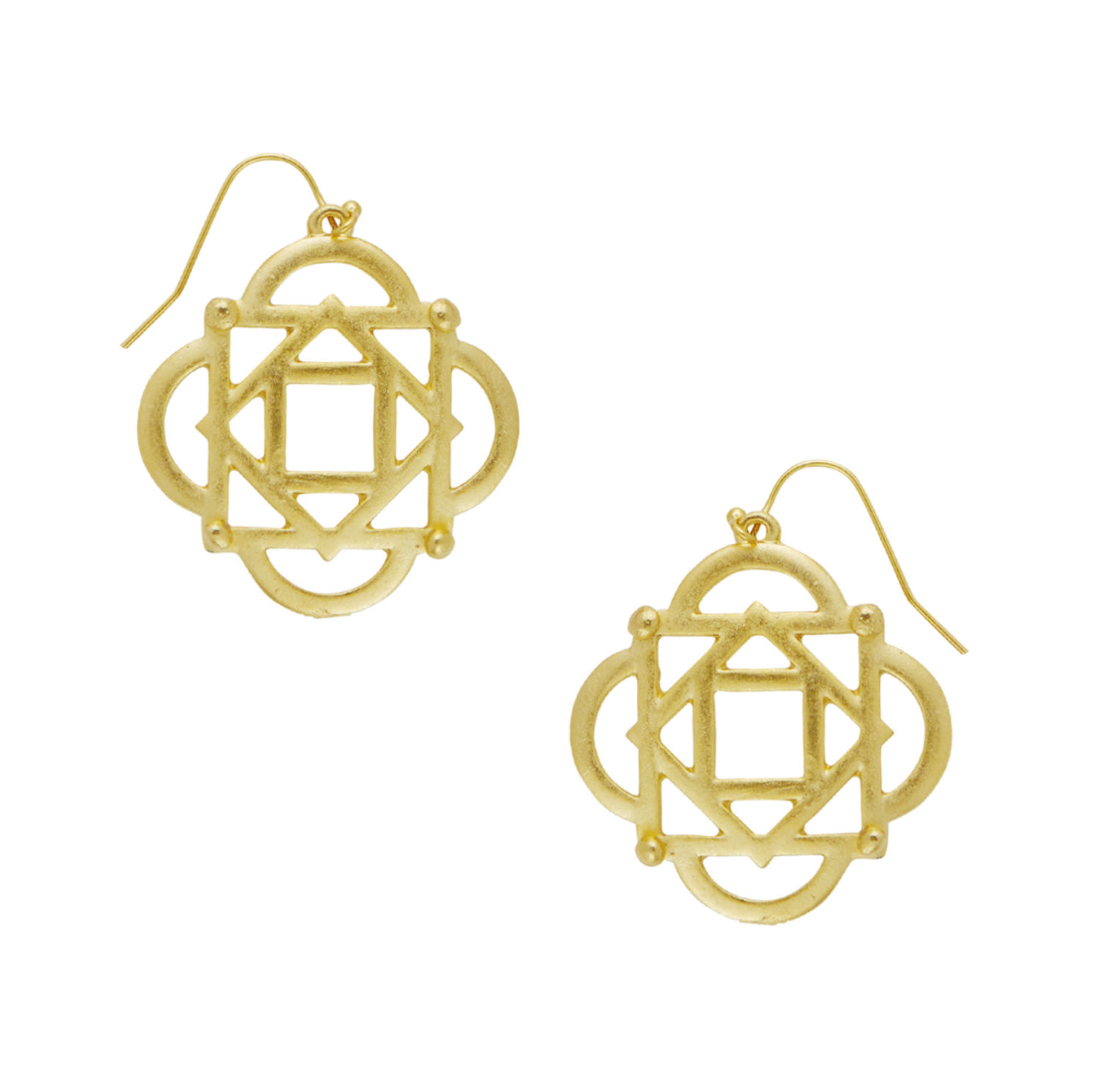 Susan Shaw Gold Curved Square Cut-Out Wire Earrings