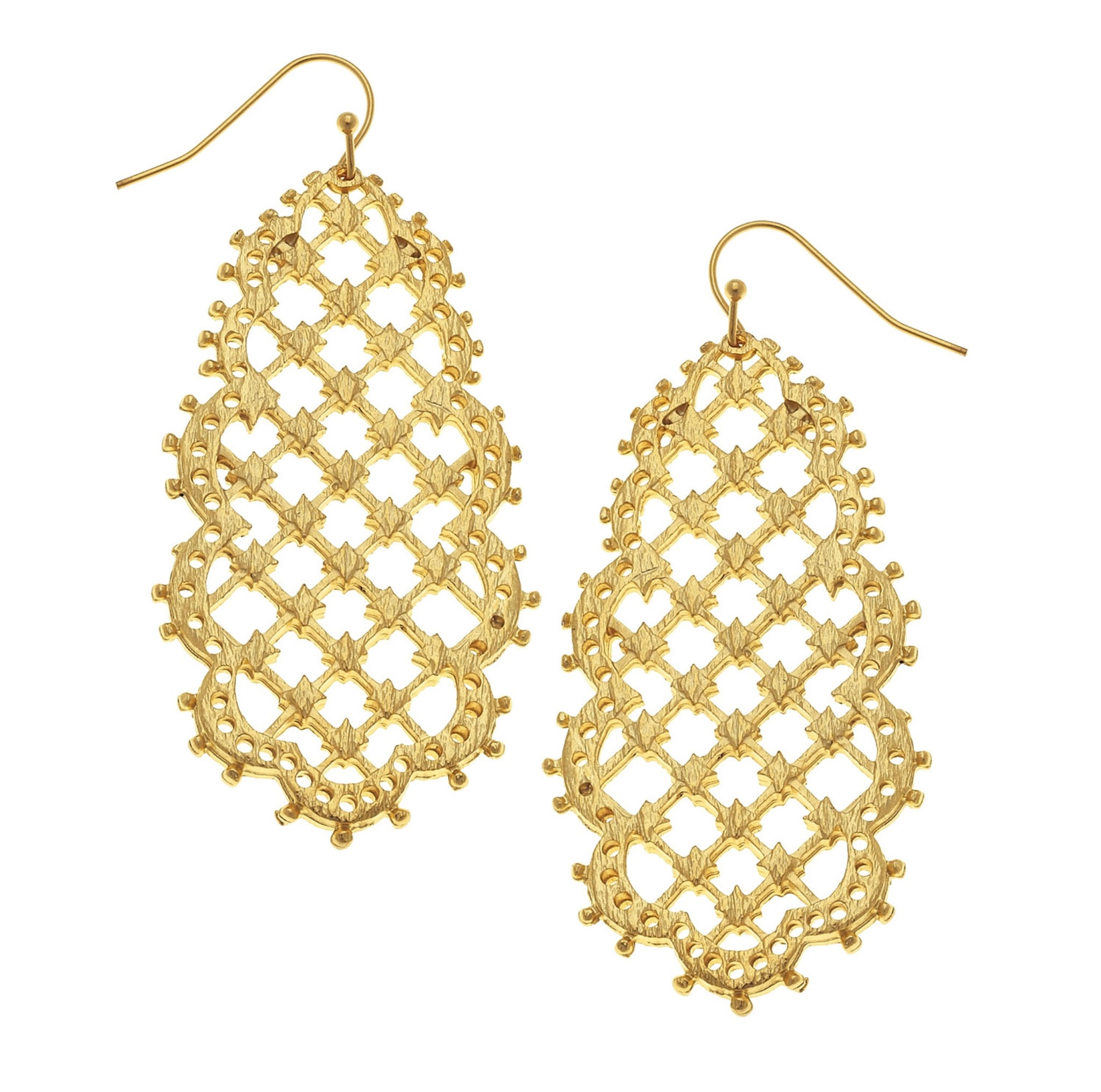 Susan Shaw Handcast Gold Filigree Earrings