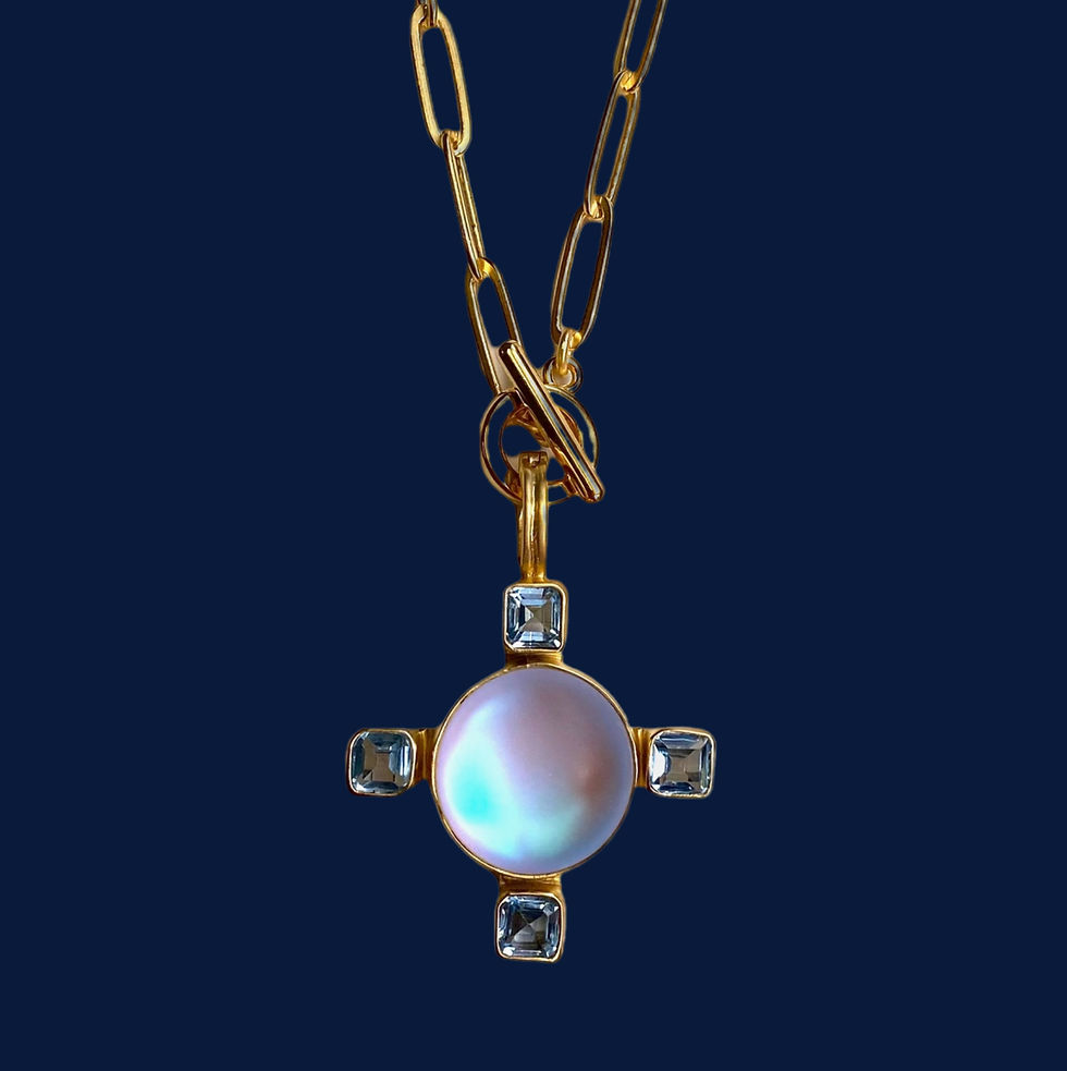 Thumbnail: Dina Mackney Jewelry Luminite Blue Topaz Pendant  Paperclip Necklace