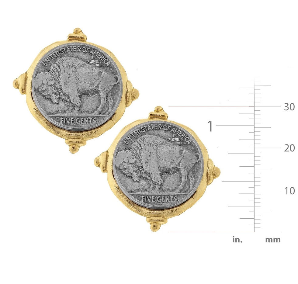 Thumbnail: Susan Shaw Buffalo Coin Stud Earrings Gift Jewelry