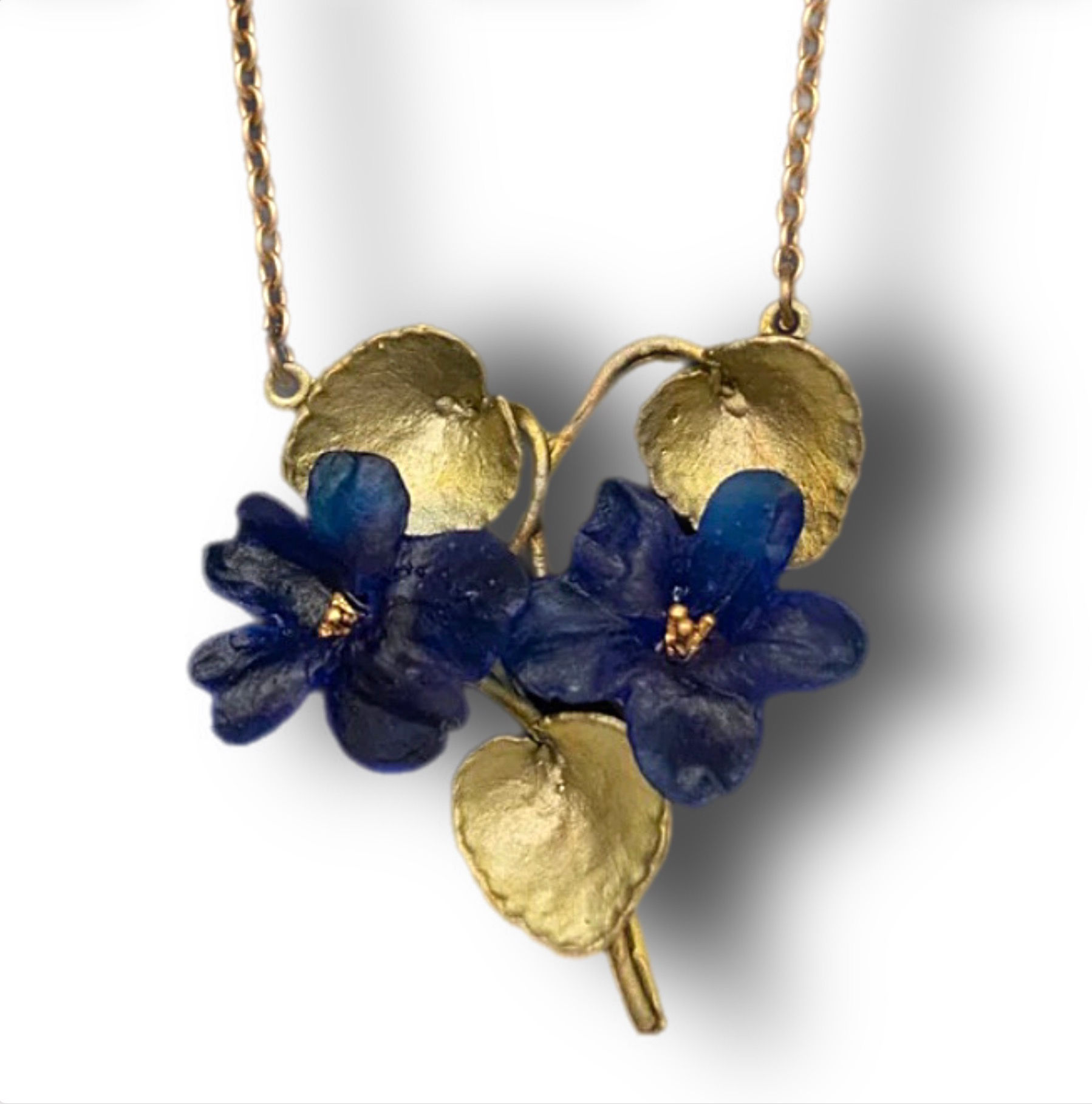 Michael Michaud Wild Violet Double Flower Pendant Necklace Jewelry