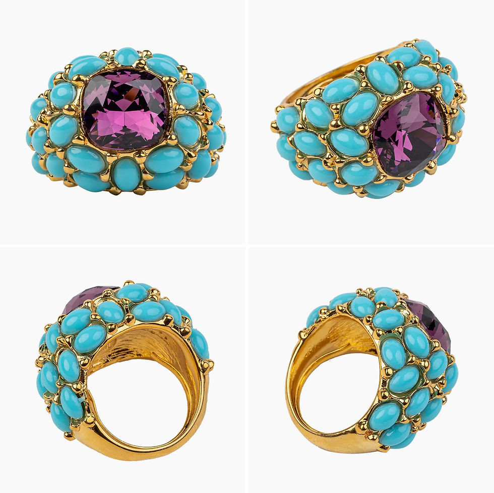 Thumbnail: Kenneth Jay Lane Turquoise & Amethyst Ring