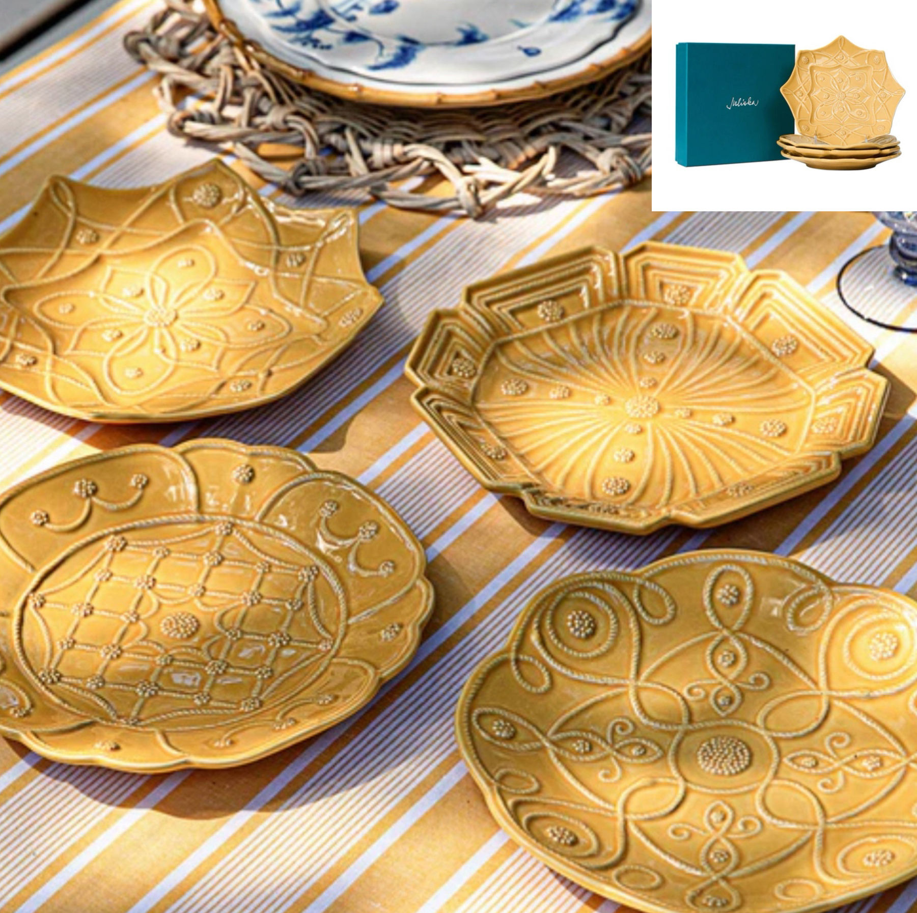 Jardins du Monde Dessert/Salad Plate Assorted Set/4 -Daffodil