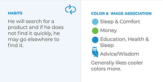 Visual capturing each persona’s emotional and visual associations with color, habit, and design cues