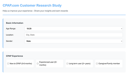 Screenshot of participant recruitment survey introduction screen