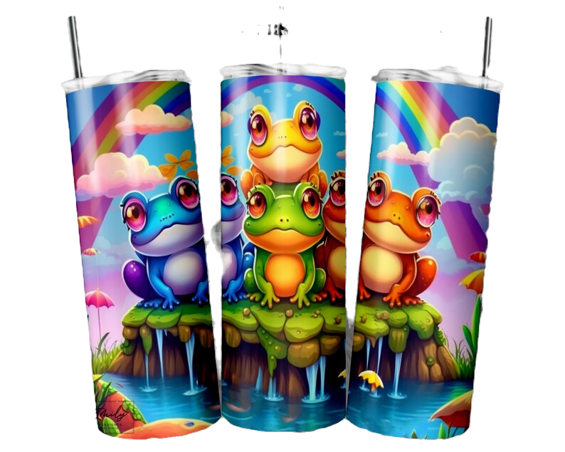 20oz Rainbow Frogs Tumbler.
