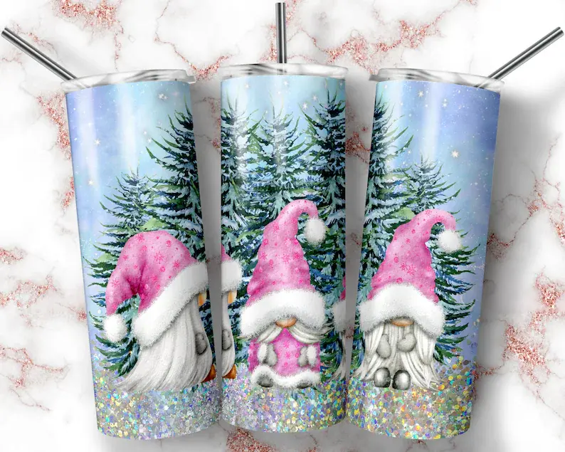 Pink Winter Gnome Tumbler.