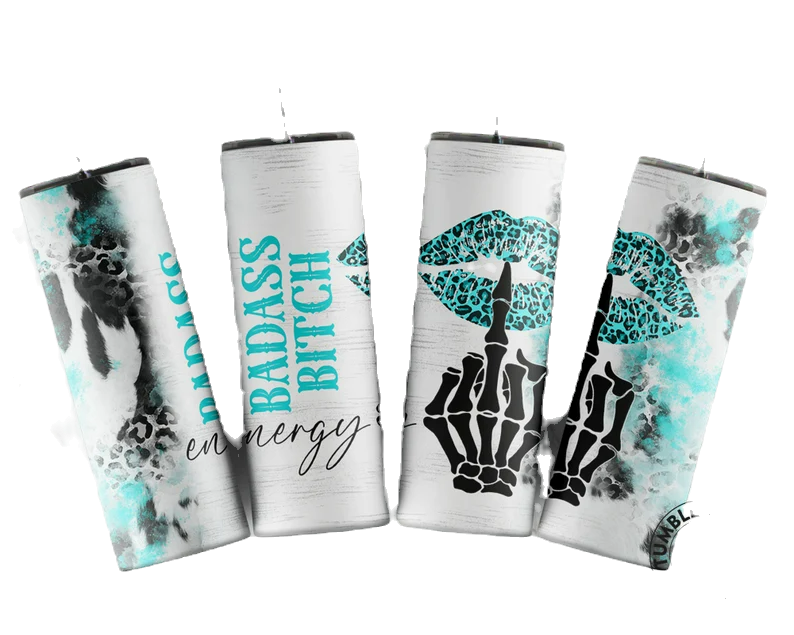 20oz BadAss Bitch Tumbler with straw.