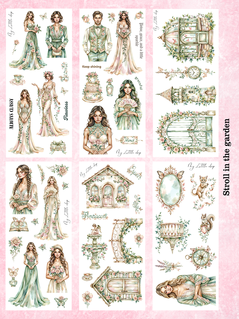 Thumbnail: Stroll in the garden (Kiss-cut) Sticker Sheets