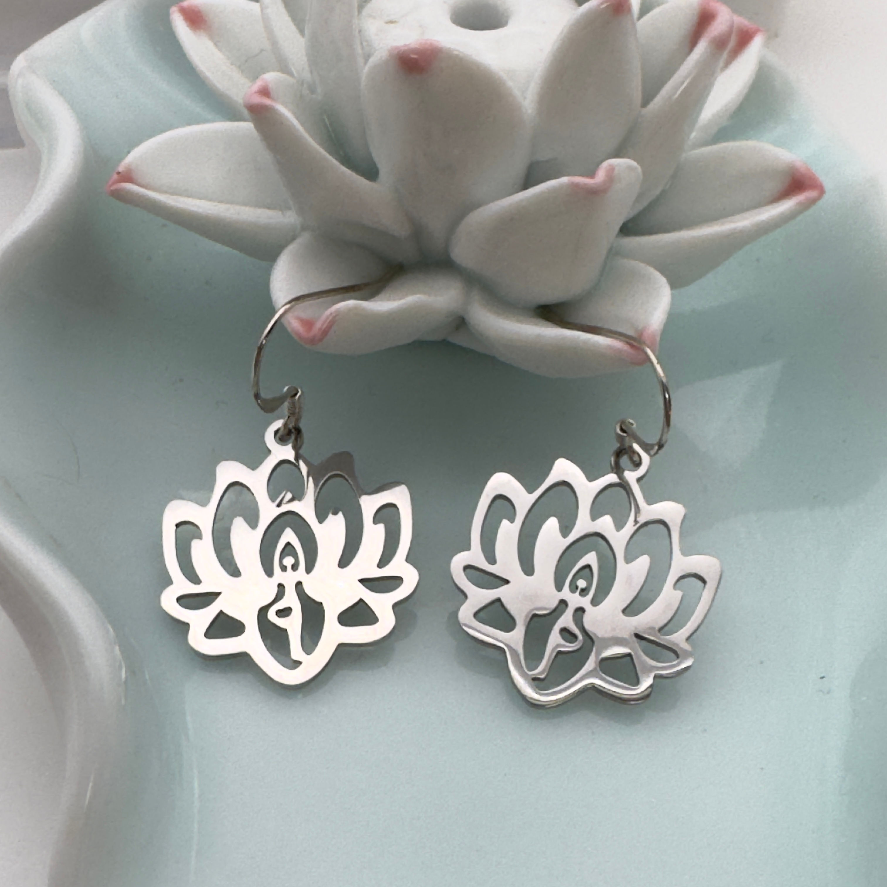 Stainless Steel Lotus Earrings
