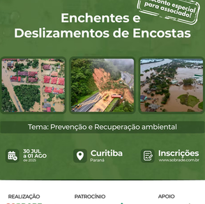 APEF é apoiadora do V Seminário Nacional Enchentes e Deslizamento de Encostas – Prevenção e Recuperação Ambiental