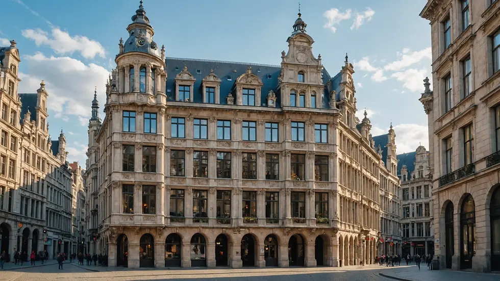 Eye-level view of a historic building in Brussels