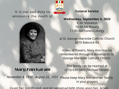 Deepest Sympathy, Mary Ann Karam