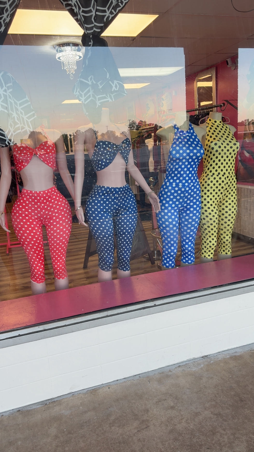 Thumbnail: Blue OR Red polka dot two piece set