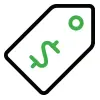 Green dollar sign on a price tag, indicating sales and marketing.