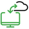 Computer connecting to the cloud, data transfer and management.
