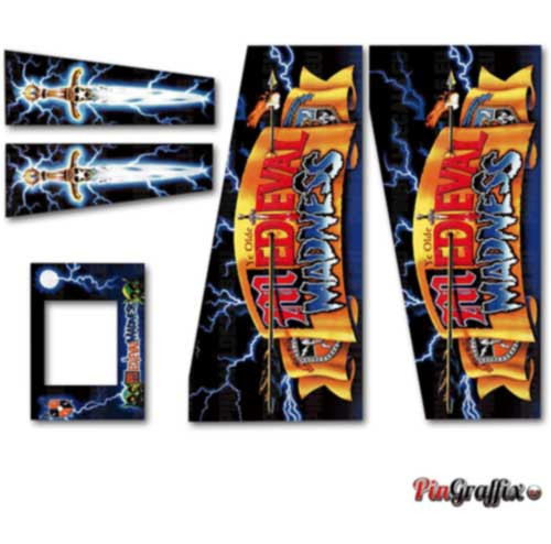 HOLOGRAPHIC Medieval Madness Pinball Cabinet Decal Set