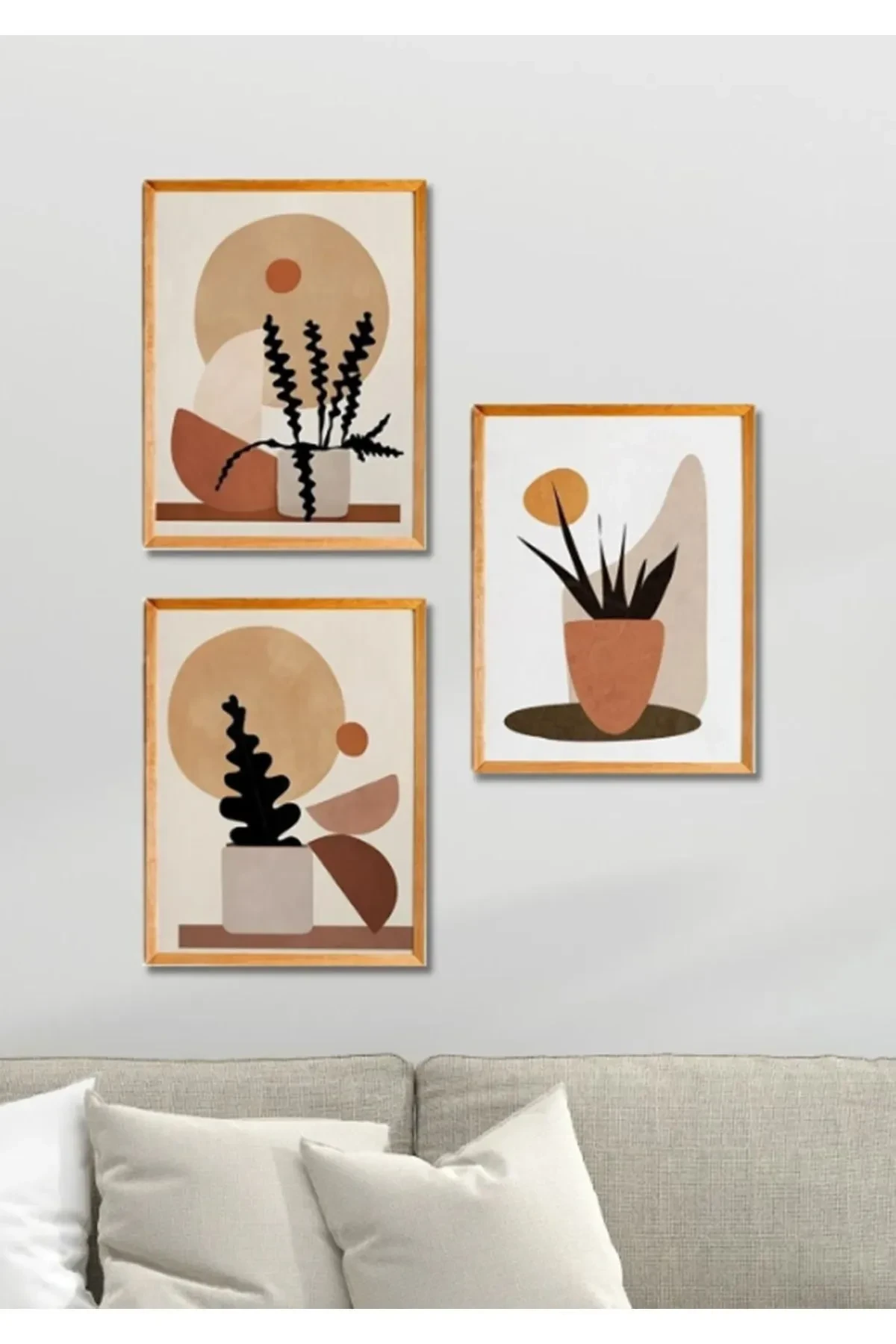 3 Parça (15X20) Uv Baskı Mdf Güneş Gören Vazo Oturma Odası Tablo Poster Seti