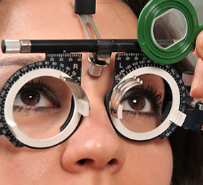 Female patient eye exam