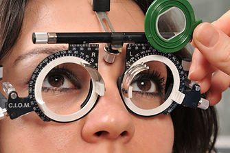 Female patient eye exam