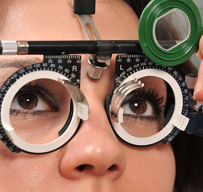 Female patient eye exam