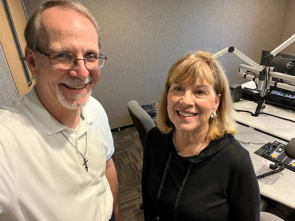 Greg Kostraba & Carolyn Eynon in the KBACH recording studio.