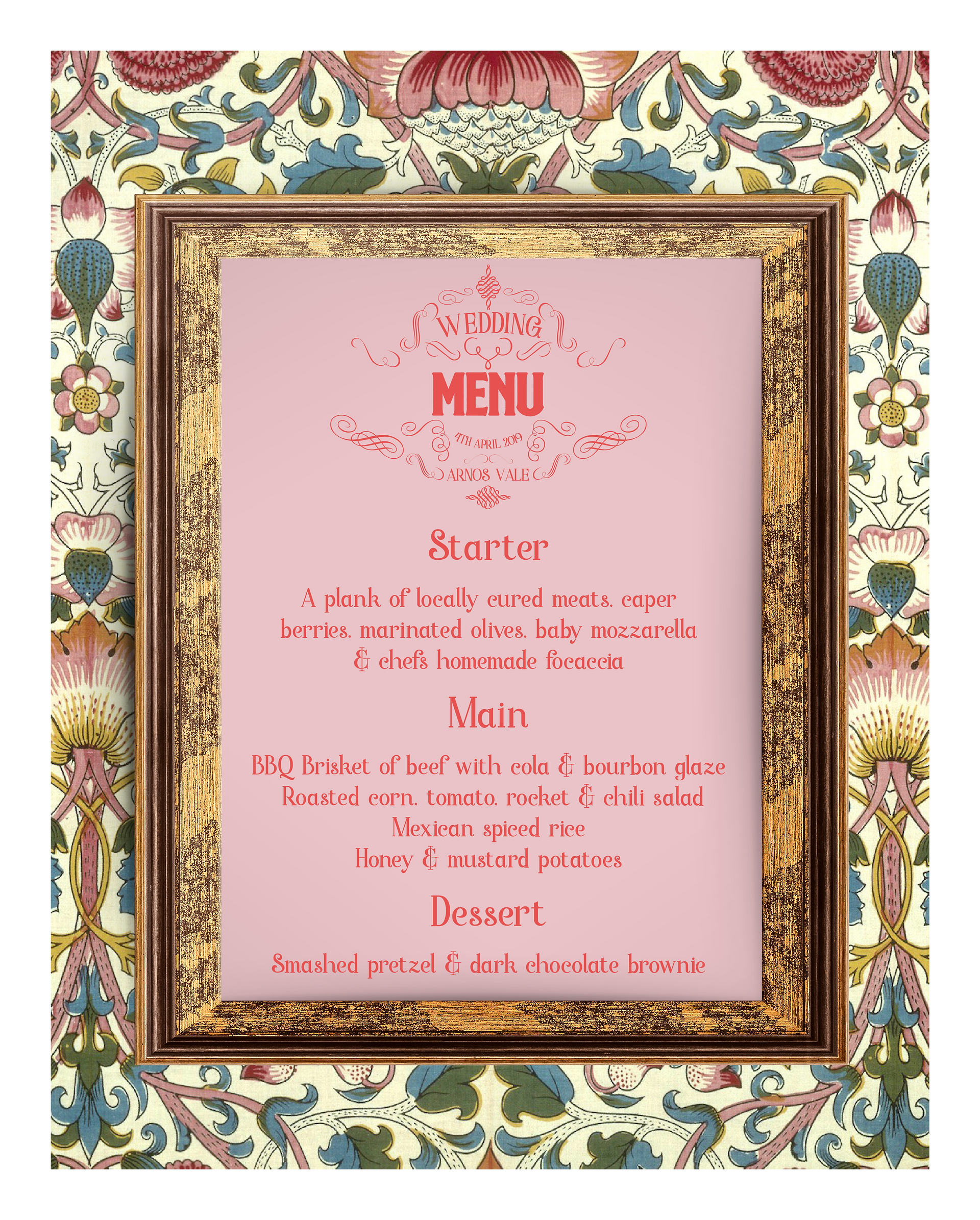 Wes Anderson themed wedding menu