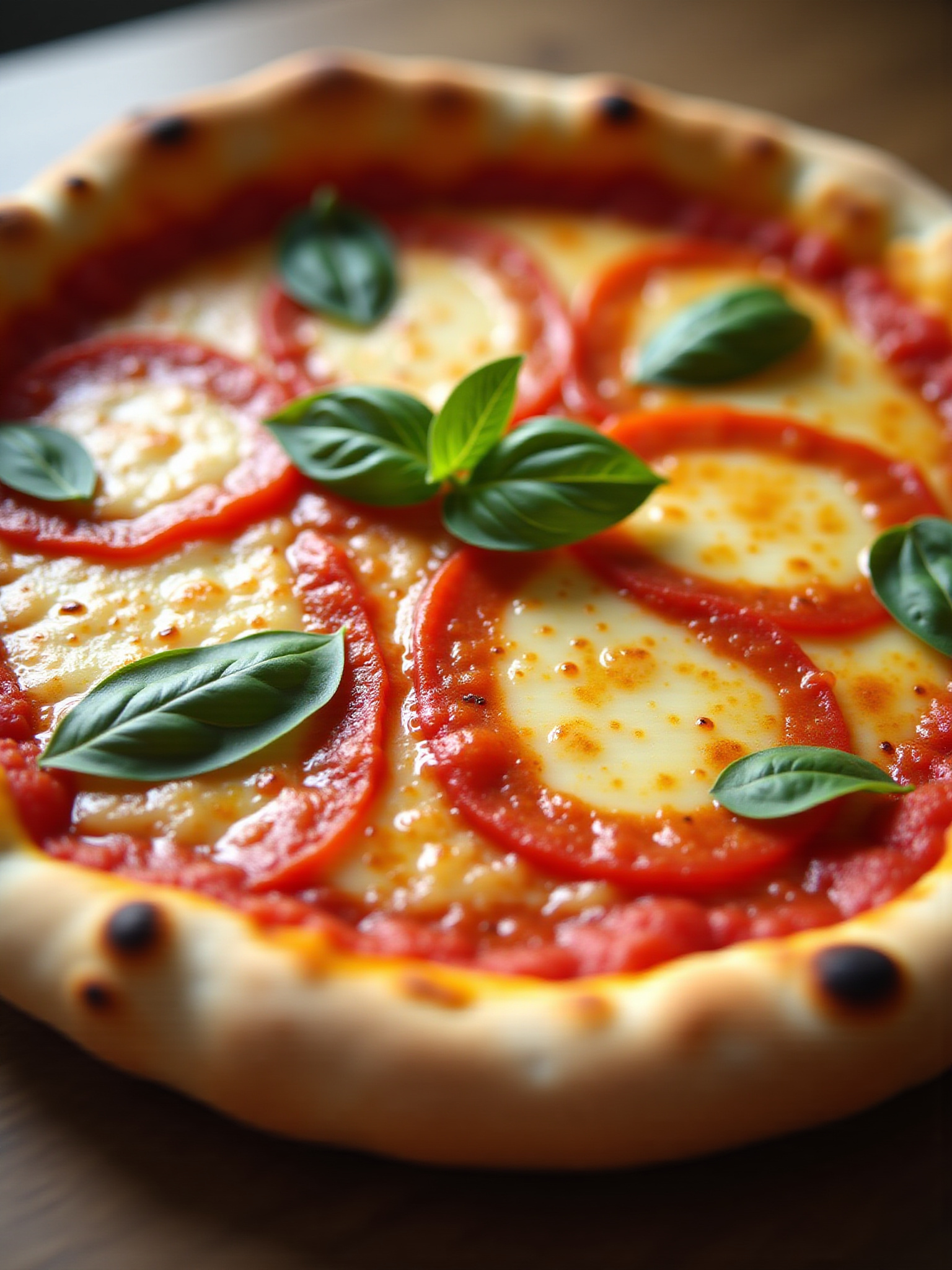 Pizza deliciosa com mussarela e manjericão