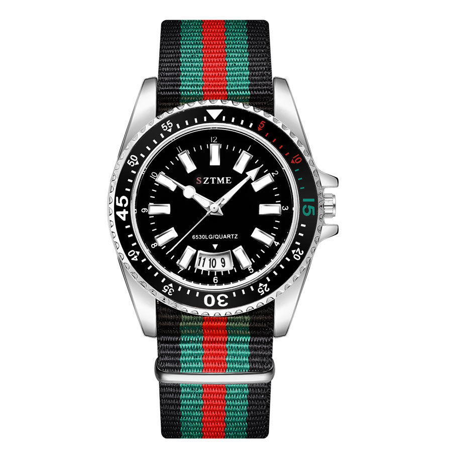Miniatura: Relógio de Quartzo Masculino com Pulseira de Nylon e Função de Luz Noturna