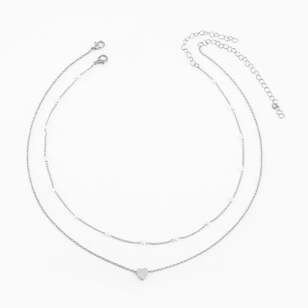 Miniatura: Silver layered necklace with a heart pendant