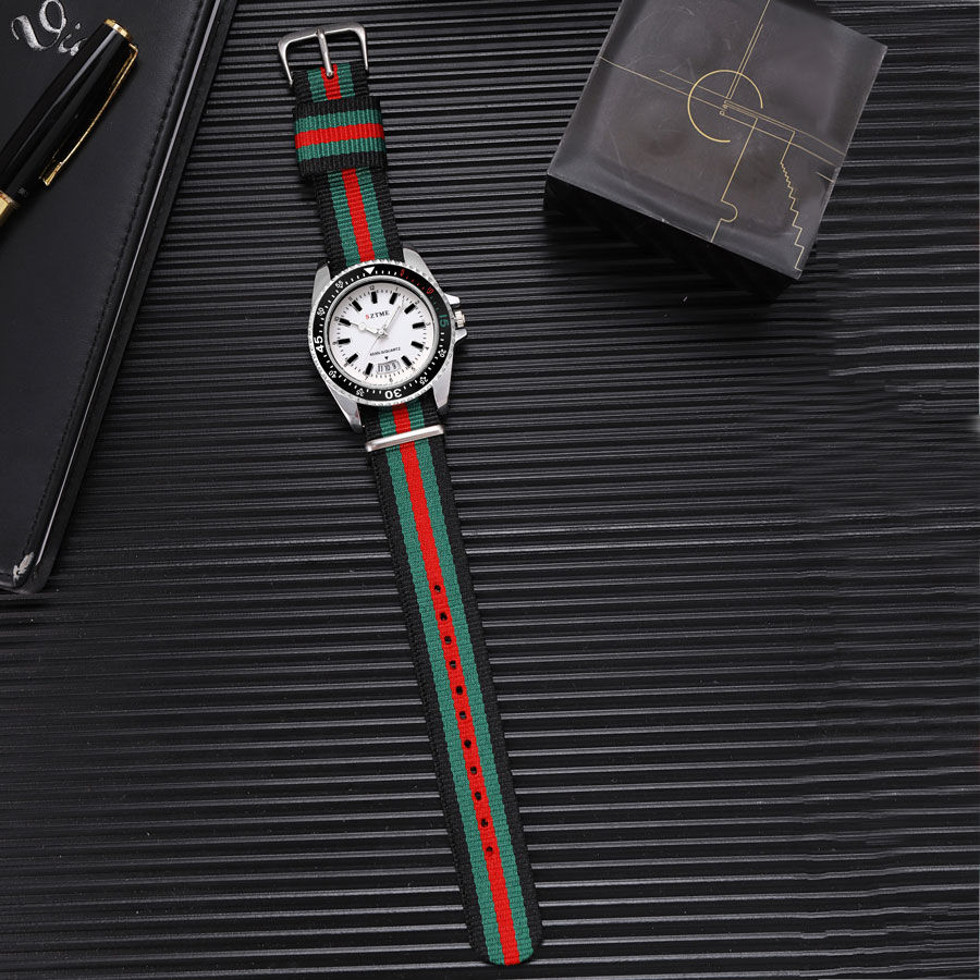 Miniatura: Relógio de Quartzo Masculino com Pulseira de Nylon e Função de Luz Noturna