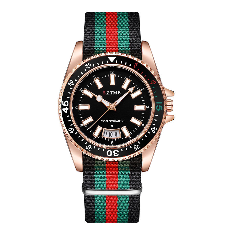 Miniatura: Relógio de Quartzo Masculino com Pulseira de Nylon e Função de Luz Noturna