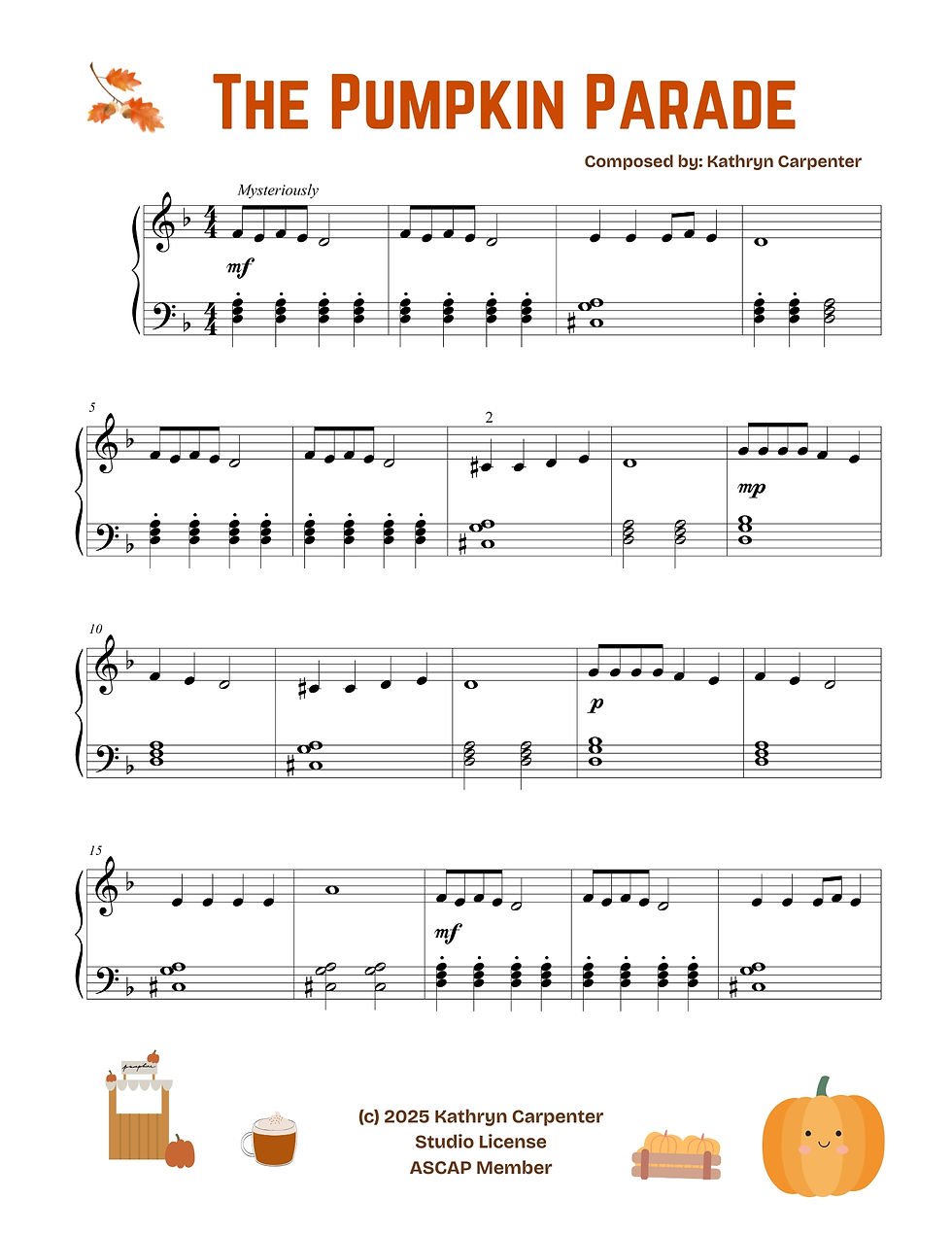 "The Pumpkin Parade" (Easy Piano, Free PDF)!