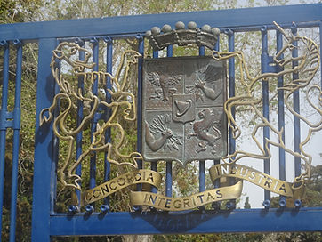 Rothschild crest at main gate of Ramat Hanadiv.