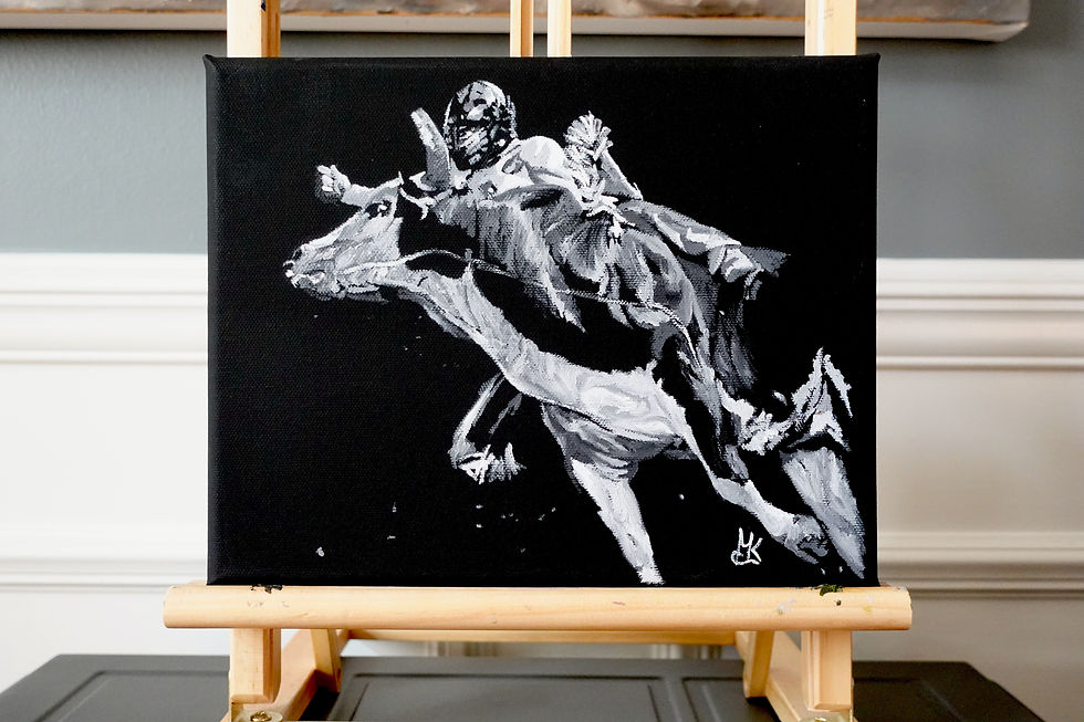 Thumbnail: rodeo cowboy riding bull