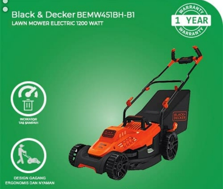 Mesin Potong Rumput Listrik, Black+Decker