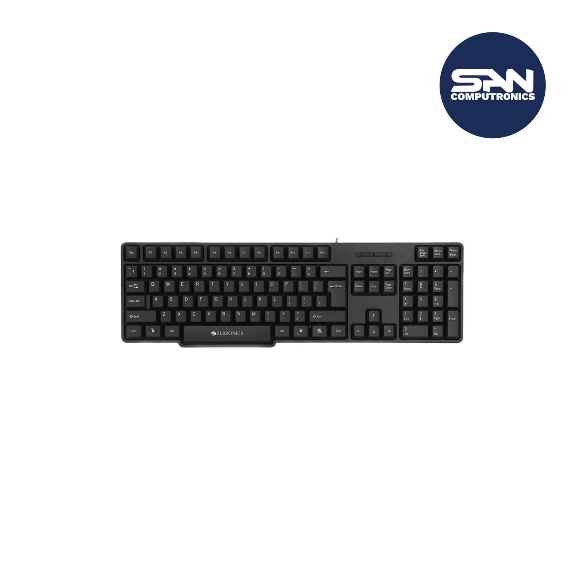 Zebronics USB Keyboard with Rupee Key, USB Interface and Retractable Stand - K20