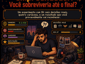 Foco - um jogo sobre a vida do fotógrafo empreendedor. Você sobreviveria até o final?