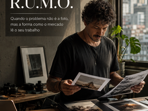 imagem Infográfico do Mapa R.U.M.O. apresentando leitura estratégica, AURA, Galeria AURA, relatório individual, encontro online de 60 minutos, materiais de apoio e Fotograf.IA Essencial para fotógrafos.