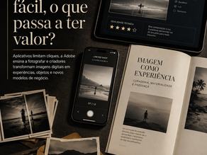 Capa editorial do Boletim Spotlink com smartphone, fotografias impressas, tablet analisando uma imagem, revista aberta, negativos e anotações sobre curadoria, contexto e experiência.