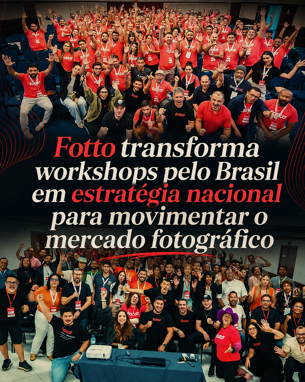 Workshop presencial da Fotto com fotógrafos reunidos em sala, acompanhando apresentação sobre tecnologia, vendas e oportunidades no mercado fotográfico brasileiro.
