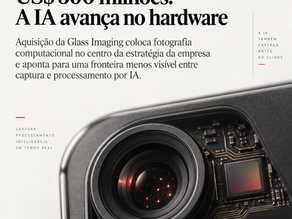 Câmera com sensor e processamento neural ilustrando a aquisição da Glass Imaging pela OpenAI