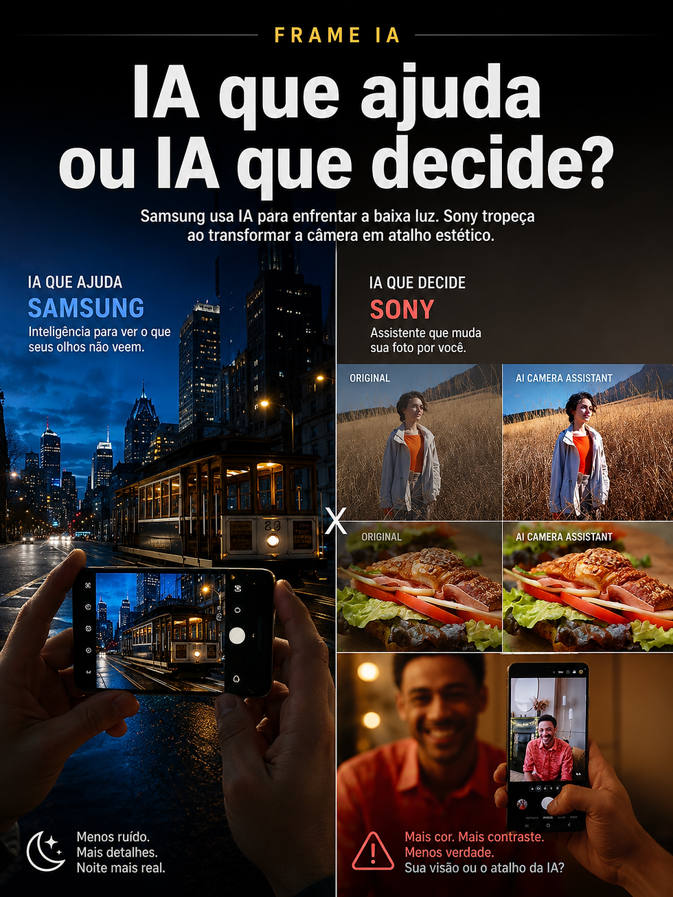 Frame IA: o acerto da Samsung e o deslize da Sony mostram o limite da IA na fotografia