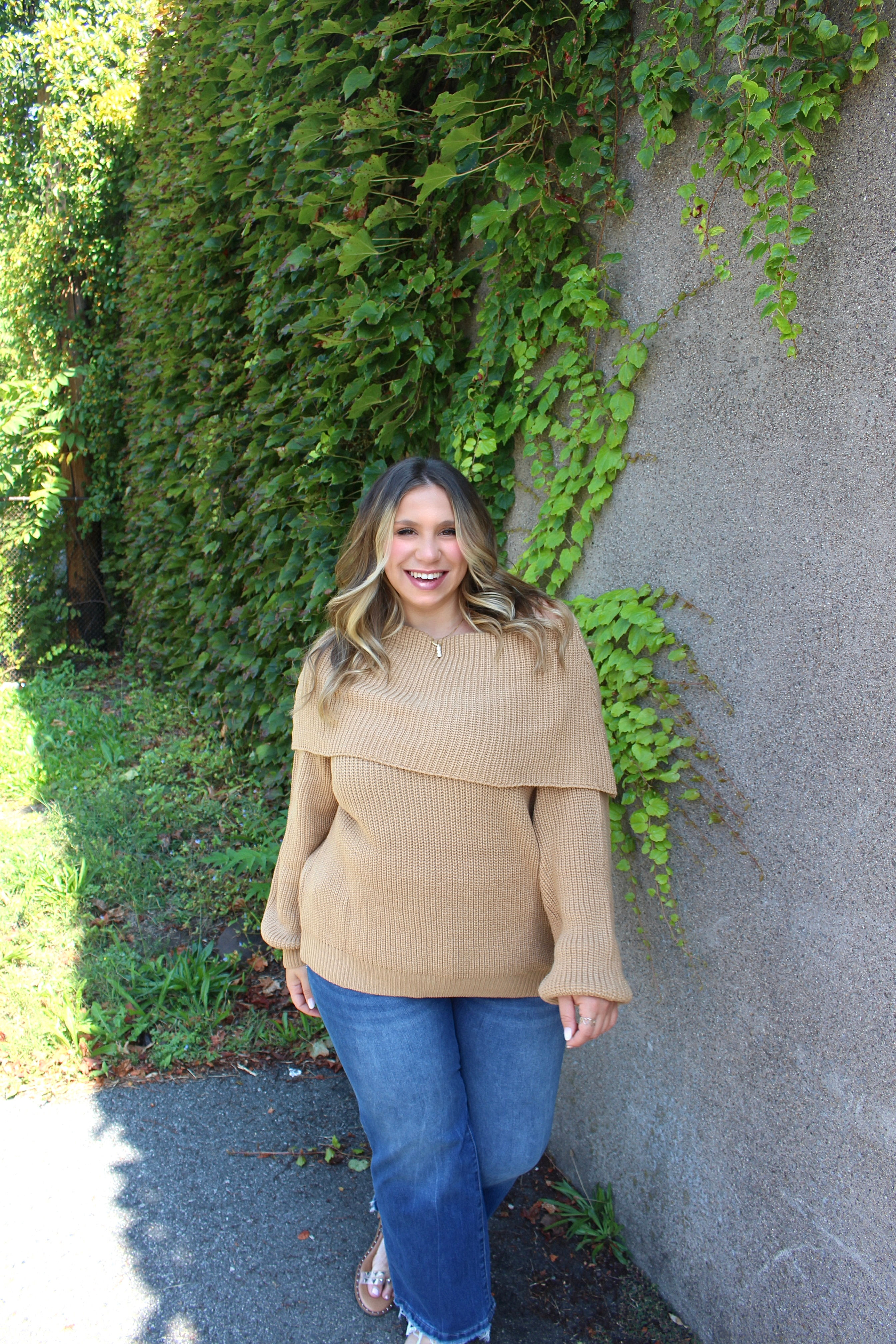 Cold shoulder sweater