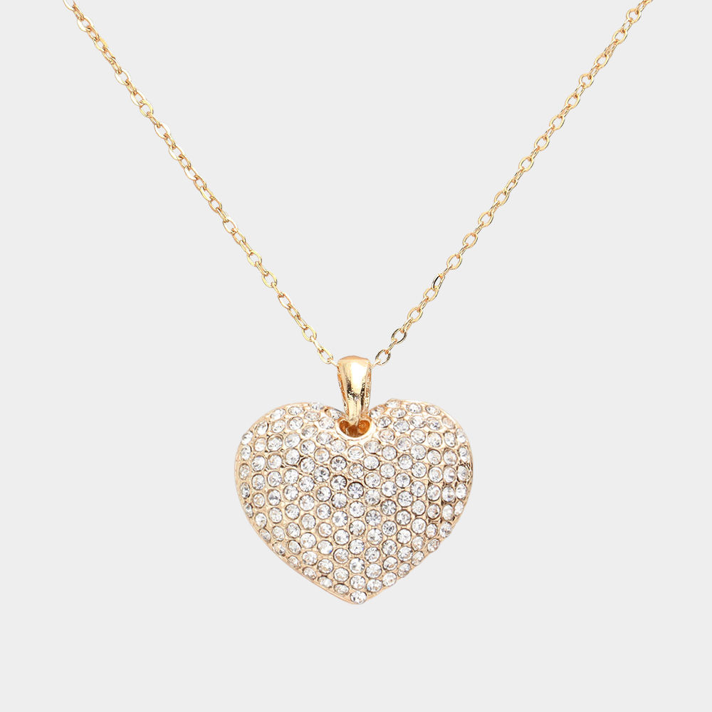 3D heart gem necklace