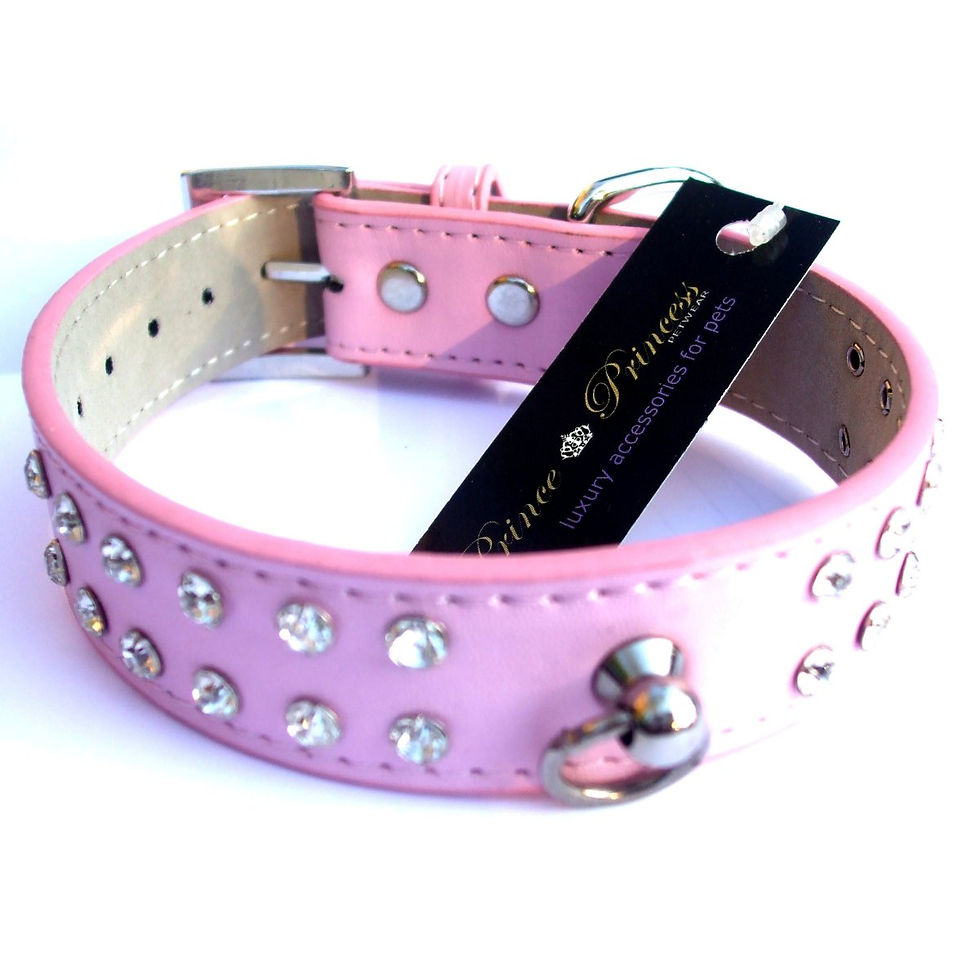 Thumbnail: Double Row Crystal Rhinestone Dog Collars 10-20"