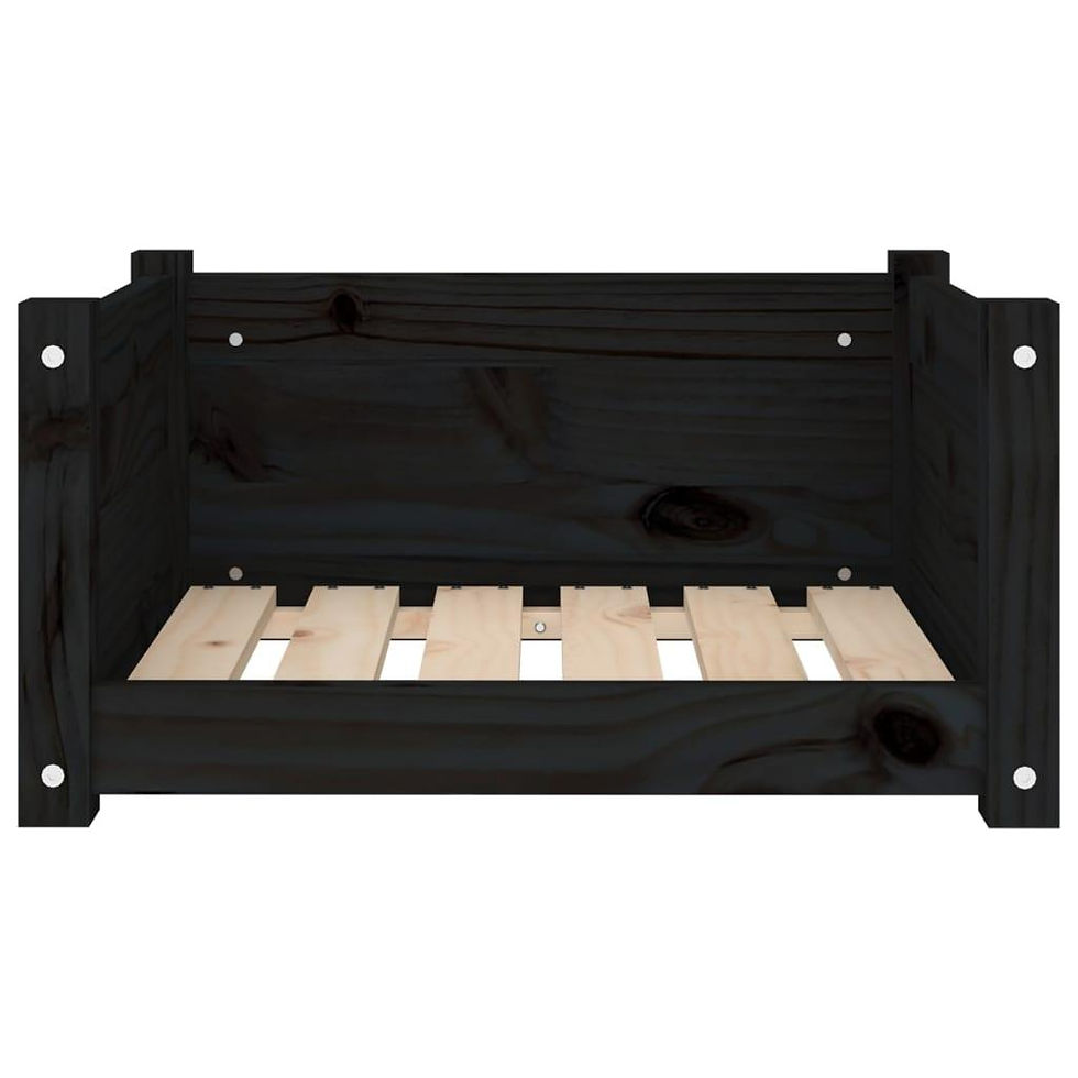Thumbnail: vidaXL Dog Bed Black 55.5x45.5x28 cm Solid Pine Wood