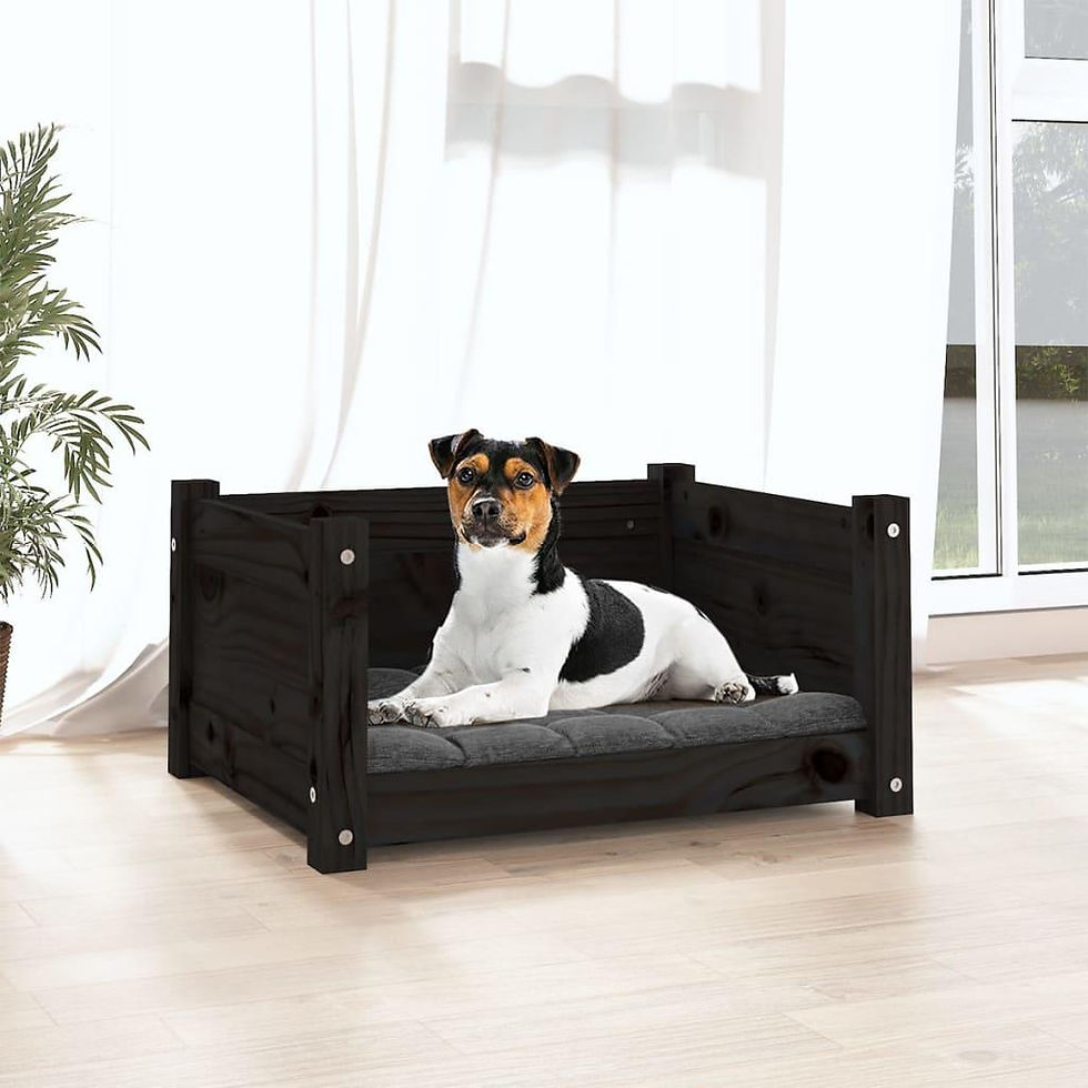 Thumbnail: vidaXL Dog Bed Black 55.5x45.5x28 cm Solid Pine Wood