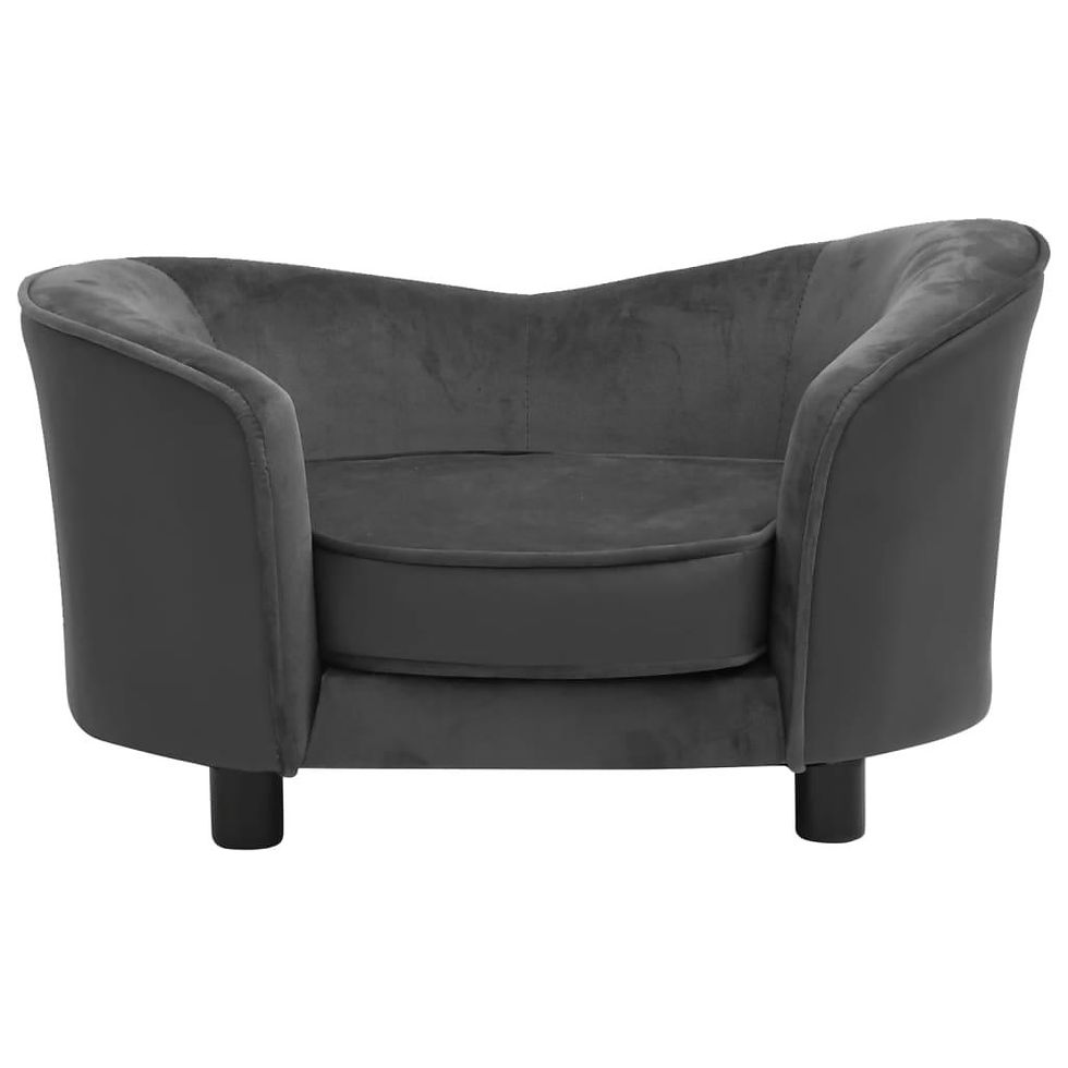 Thumbnail: vidaXL Dog Sofa Dark Gray 27.2"x19.3"x15.7" Plush and Faux Leather
