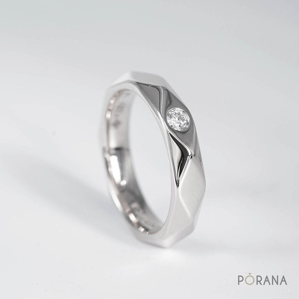 Thumbnail: Single Diamond Faceted Wedding Band